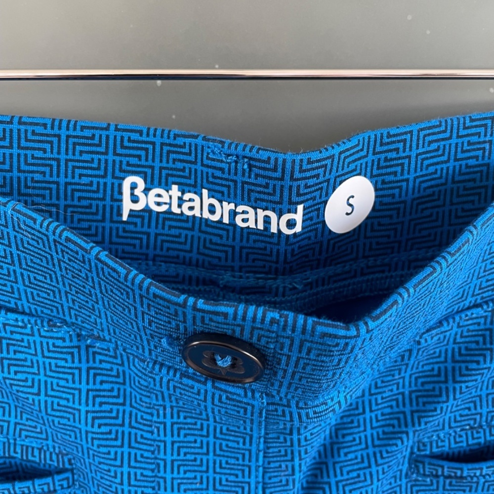Betabrand Dress Pant Yoga Pants Blue Geometric Work Pants Size S - Picture 3 of 5